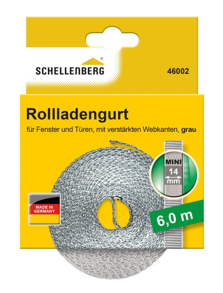 Schellenberg Rollladengurt 14mm Mini 6m grau 46002