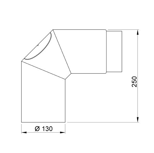 Ofenrohr / Rauchrohr Bogenknie 90° Ø130mm Senotherm schwarz mit Tür