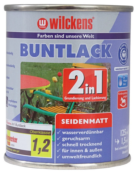 Wilckens® Buntlack 2in1 lichtgrau seidenmatt 125ml