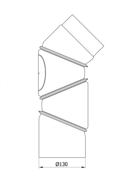 Ofenrohr Bogenknie 4tlg verstellbar 0-90° Ø130mm Stahl grau mit Tür