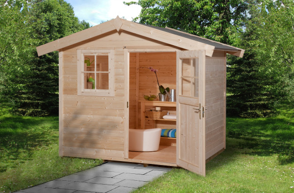 Gerätehaus Holz 28 mm Weka Gartenhaus 123 Gr.2 natur 306x274cm