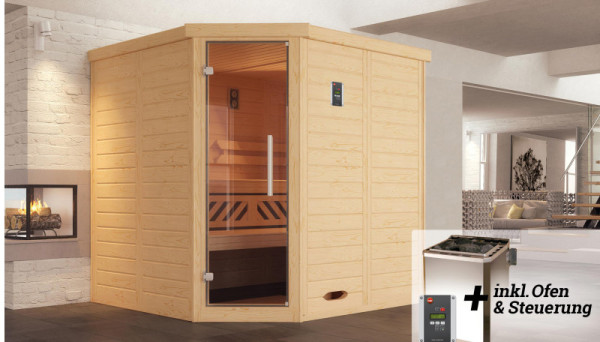 Weka Massivholz Element Sauna KEMI 7,5 kW BioS Gr. 1