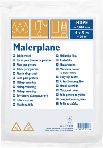 Malerplane Abdeckplane HDPE transparent 4x12,5m 50m²