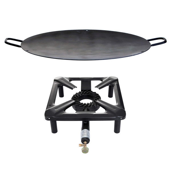 Hockerkocher-Set (klein) mit Eisen-Wok/Grillschale Ø 50 cm - ohne Zündsicherung