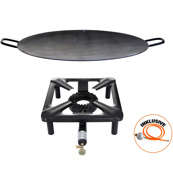 Hockerkocher-Set mit Eisen-Wok / Grillschale Ø 50cm