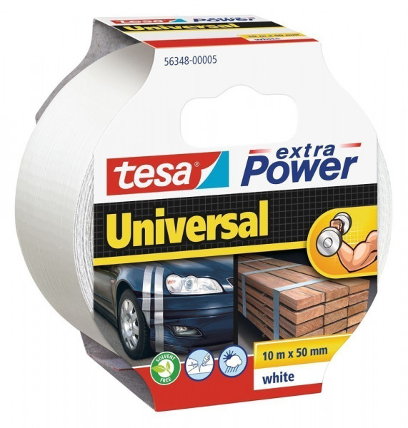 tesa® extra Power Universal Gewebeband 10 m x 50 mm weiss