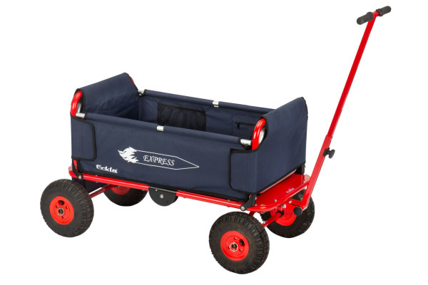 ECKLA® Express Faltbollerwagen blau rot mit pannensicheren Reifen