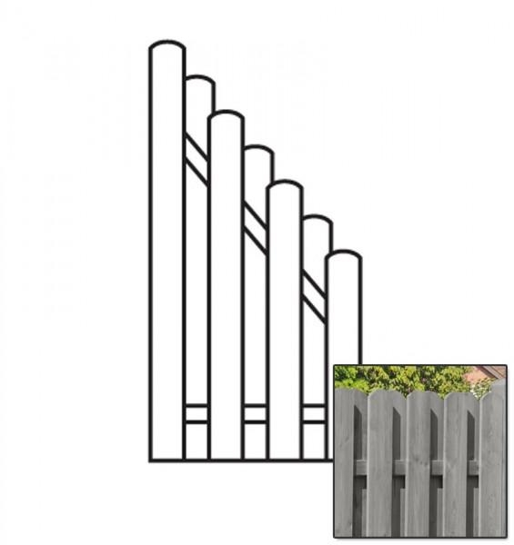 Sichtschutzzaun / Bohlenzaun Schrägelement Holz KDI grau 90x180/90cm
