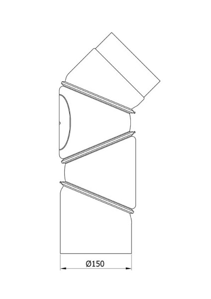 B-WareOfenrohr Bogenknie 4tlg verstellbar 0-90° Ø150mm Sen. schw. m.T.