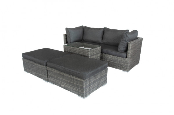 Bellavista Sitzgruppe Loungeset Samoa Polyrattan dunkelgrau