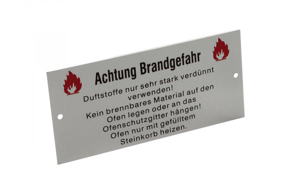 Eliga Sauna Warnschild Brandgefahr Aluminium 100x50mm