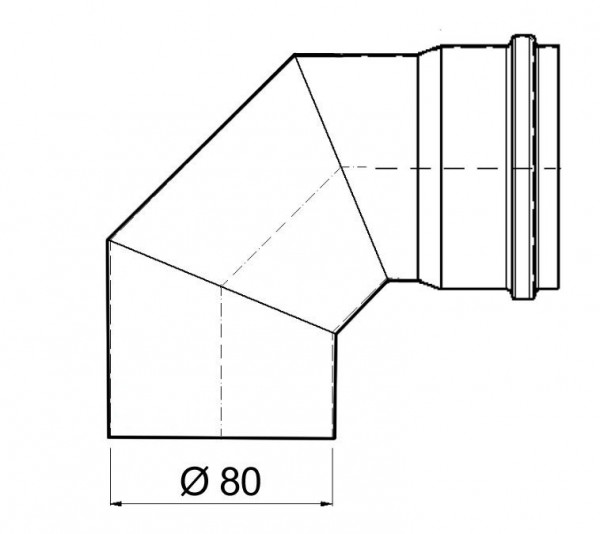 Bogenknie 90° für Pelletofen Senotherm 0,8mm schwarz Ø80mm ohne Tür