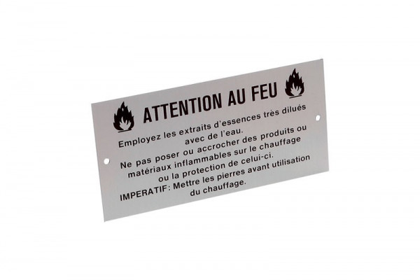 Eliga Sauna Warnschild Attention au Feu Aluminium französisch 100x50mm