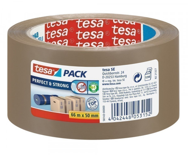 tesa® Klebeband / Packband Perfekt & Strong 66m 50mm braun