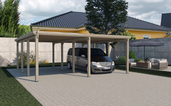 Carport Weka Doppelcarport 618 Gr. 2 Holz kdi + Trapezblech 603x612cm