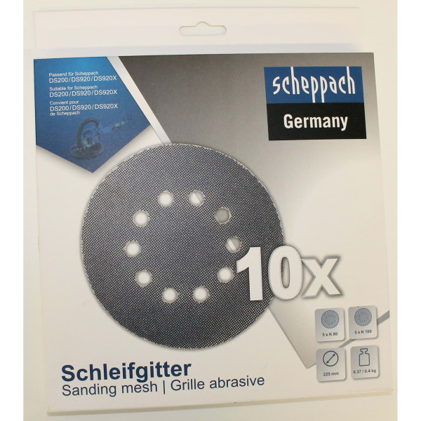 SCHEPPACH Schleifgitter Ø225mm Set 5x K80 5x K180