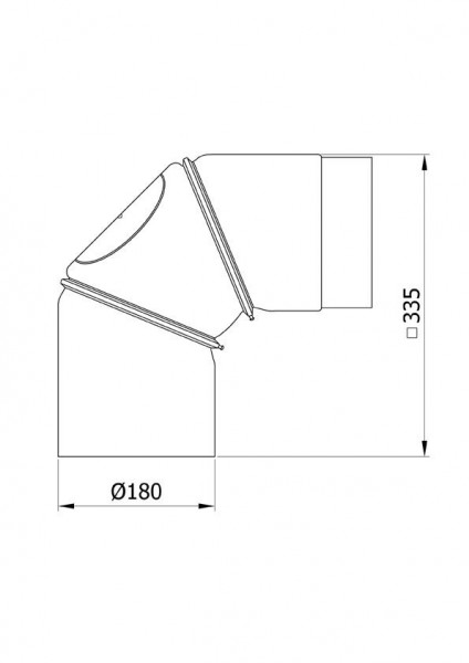 Ofenrohr Bogenknie 3tlg verstellbar 0-90° Ø180mm Senoth. schw. m.T.