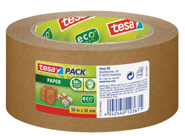 tesapack® Paper ecoLogo Verpackungsklebeband 50 m x 50 mm