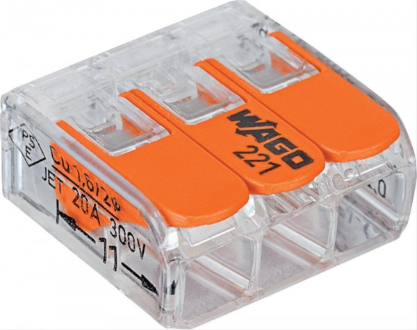 Wago-COMPACT-Klemme 3x0,2-4qmm transparent