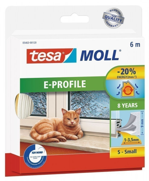 tesamoll® E-Profil Gummidichtung 9 mm x 6 m weiß