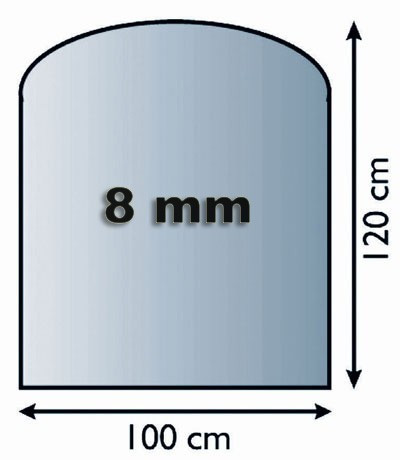 Funkenschutzplatte Glas 8mm Lienbacher Segmentbogen 1000x1200mm