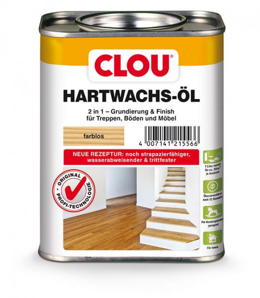 Holzöl/-wachs CLOU Hartwachs-Öl für Holzböden und Möbel farblos 750 ml