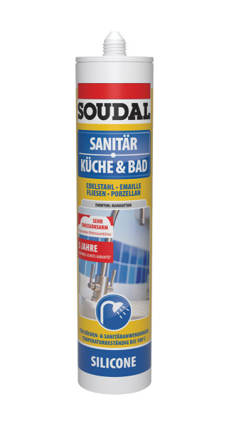 SOUDAL Sanitär Silikon Küche und Bad 300ml manhattan