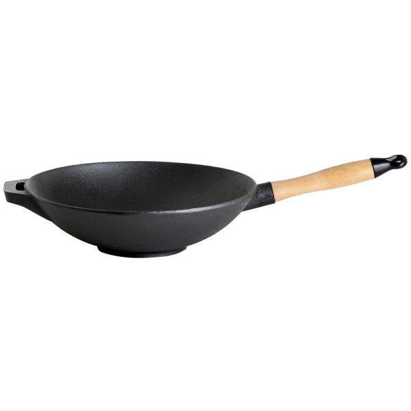 Wok aus Gusseisen m. Holzgriff Ø 30 cm