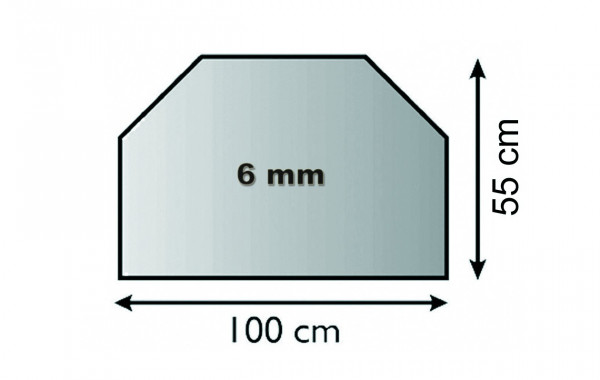 Funkenschutzplatte Glas 6mm Lienbacher Vorlegeplatte Trapez 100x55cm