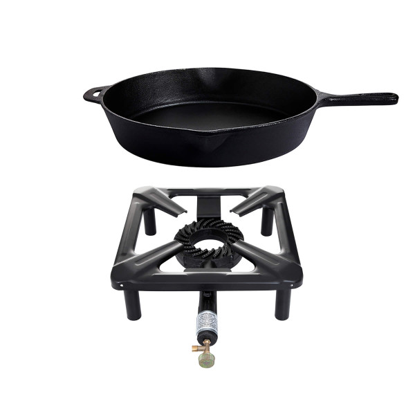 Paella World® Hockerkocher-Set (klein) Gusseisenpfanne Ø35cm