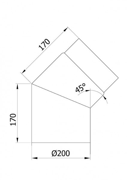 Ofenrohr / Rauchrohr Bogenknie 45° Ø200mm Senotherm schwarz ohne Tür