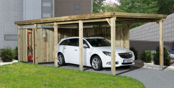 weka Flachdach Einzelcarport 617 Gr.3 mit Trapezbl