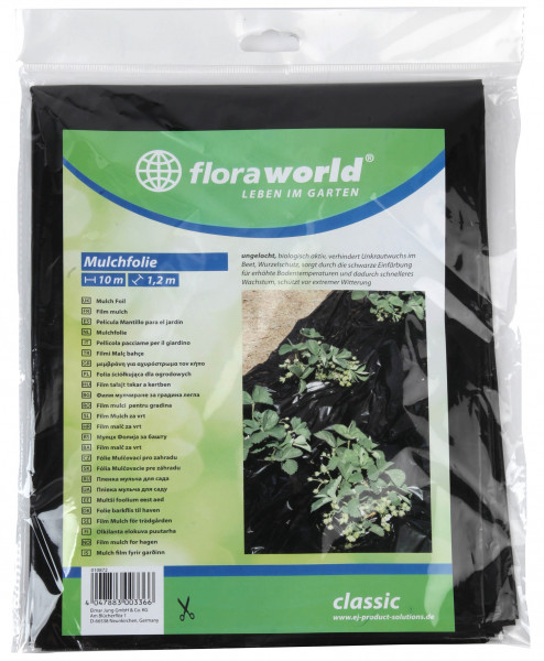 Mulch Folie ungelocht classic floraworld 10x1,2m schwarz