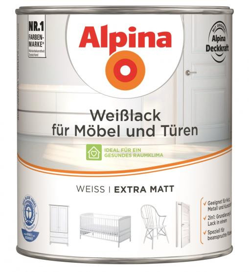 Alpina Weißlack für Möbel + Türen extra matt 2L