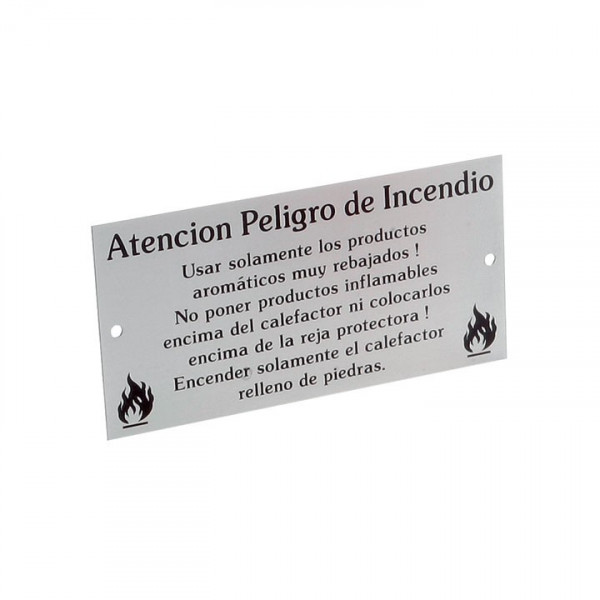 Eliga Sauna Warnschild Atencion Peligro de Incendio Alu spanisch