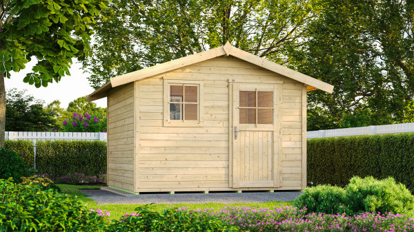 Gerätehaus Holz 28 mm Weka Gartenhaus 123 Gr.4 natur 380x264cm