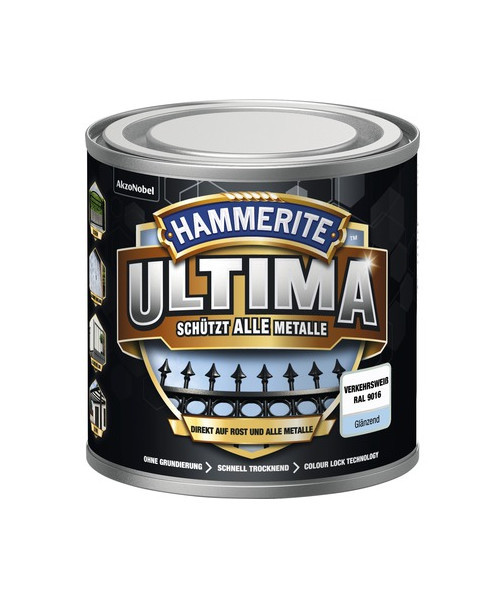 HAMMERITE® 3in1 Schutzlack Ultima verkehrsweiß glänzend 250ml