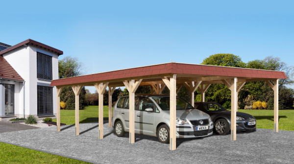 WEKA Carport / Doppelcarport Leimholz 615 Gr.2 Flachdach 622x832cm