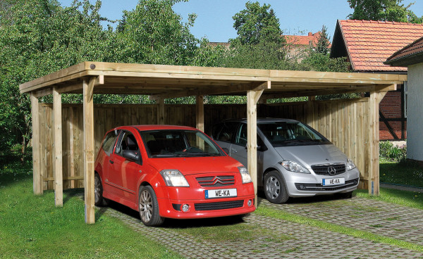 Carport Weka Doppelcarport 618 Gr. 1 Holz kdi + Trapezblech 603x512cm