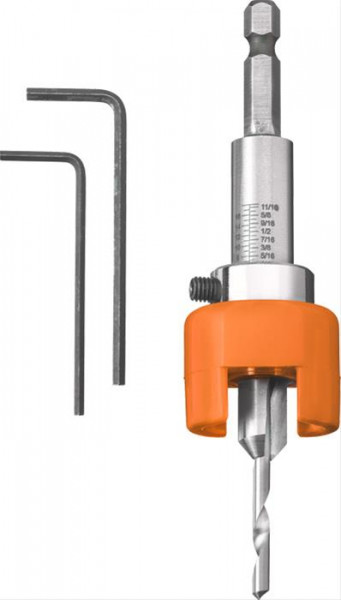 HSS-M2 Hartholzbohrer mit verstellbarem Tiefenstopp und Senker, SB-Karte