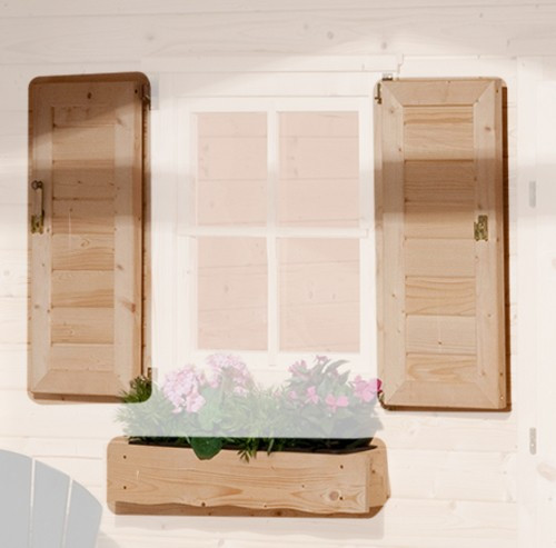 Weka Fensterladen und Blumenkasten natur für Gartenhaus 123 Gr. 3+4