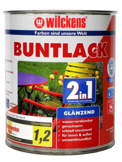 Wilckens® Buntlack 2in1 tiefschwarz glänzend 125ml