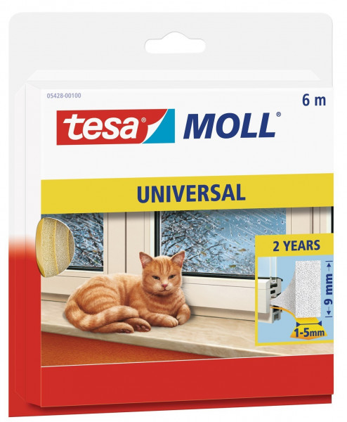 tesamoll® Universal Schaumstoffdichtung 9 mm x 6 m weiß