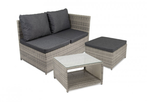 Bellavista Balkonset Amalfi Balkonlounge Polyrattan silber grau