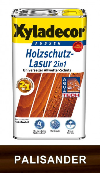 XYLADECOR Holzschutzlasur 2in1 750 ml Holzfarbe palisander