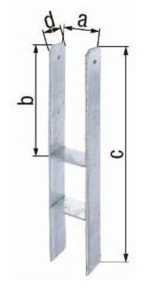 H-Anker Pfostenträger ETA-10/0210 121x300x600x60mm