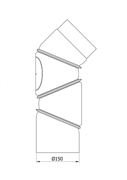 Ofenrohr Bogenknie 4tlg verstellbar 0-90° Ø150mm Senoth. grau mit Tür