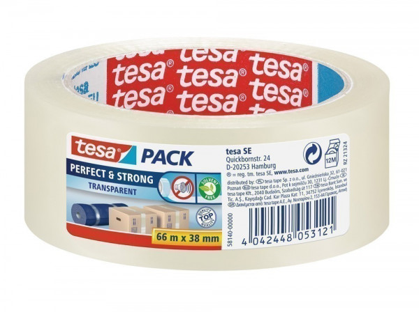 tesa® Klebeband / Packband Perfekt & Strong 66m 38mm transparent