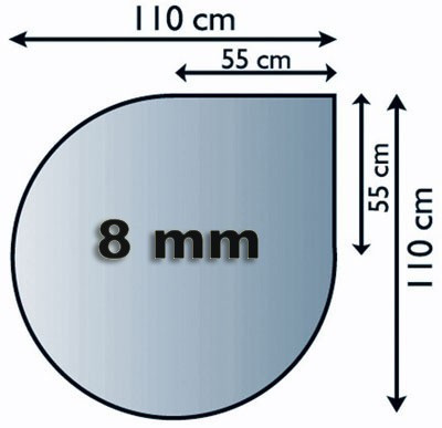 Funkenschutzplatte Glas 8mm Lienbacher Tropfen 1100x1100mm