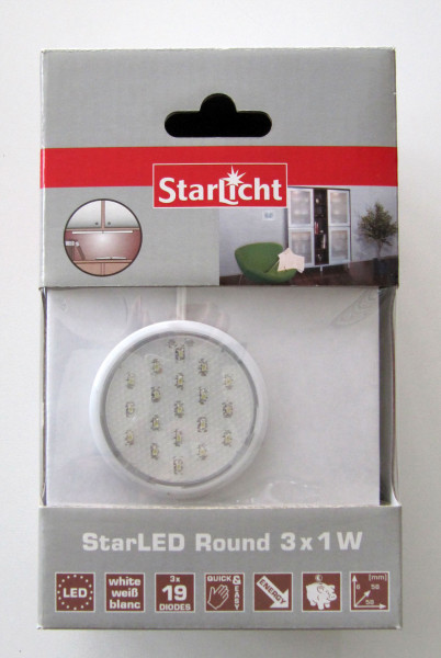 StarLicht StarLED Round / Schrankleuchte 3x1W je 19 LED`s Licht weiß